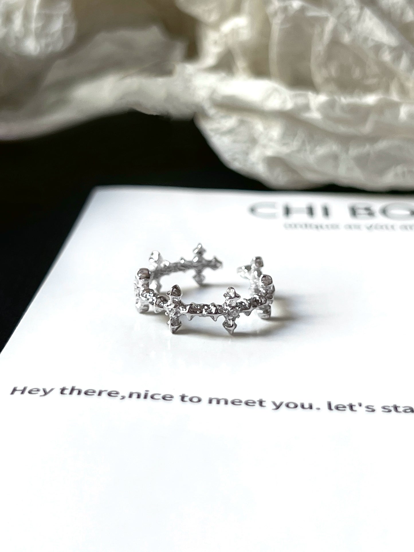 "Star Snow Night" Starburst Ring