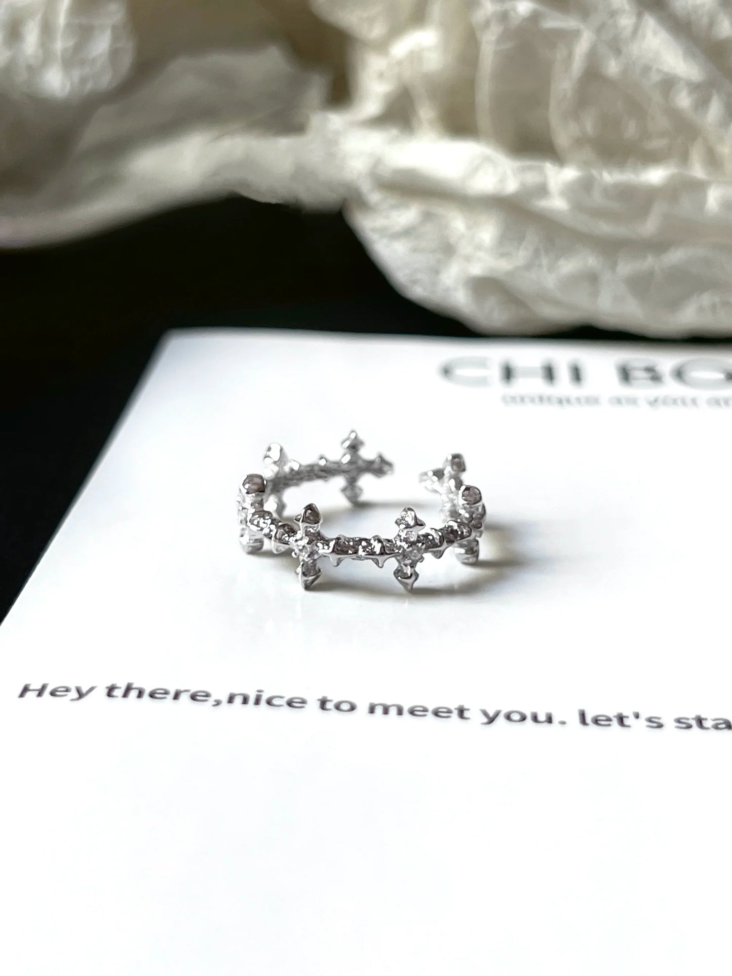 "Star Snow Night" Starburst Ring