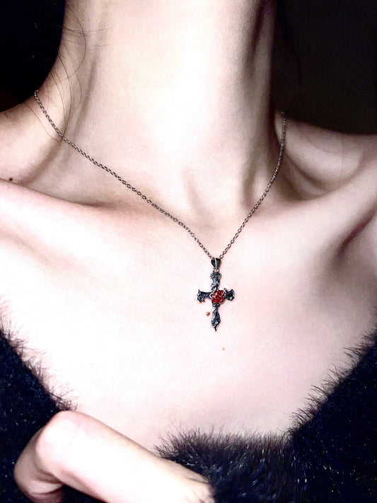 "Thorns Rose" Cross Necklace
