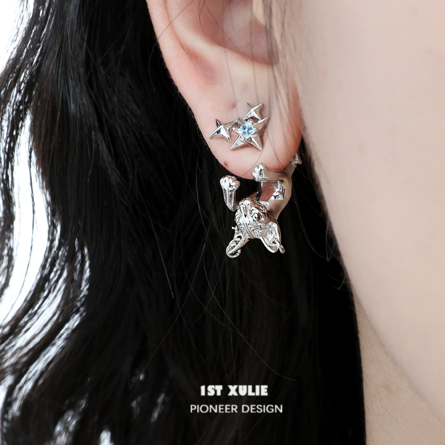 Cat Starfall Cool Stud Earrings