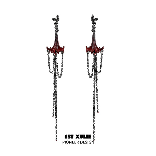 Y2K Blood Mandala Tassel Earrings