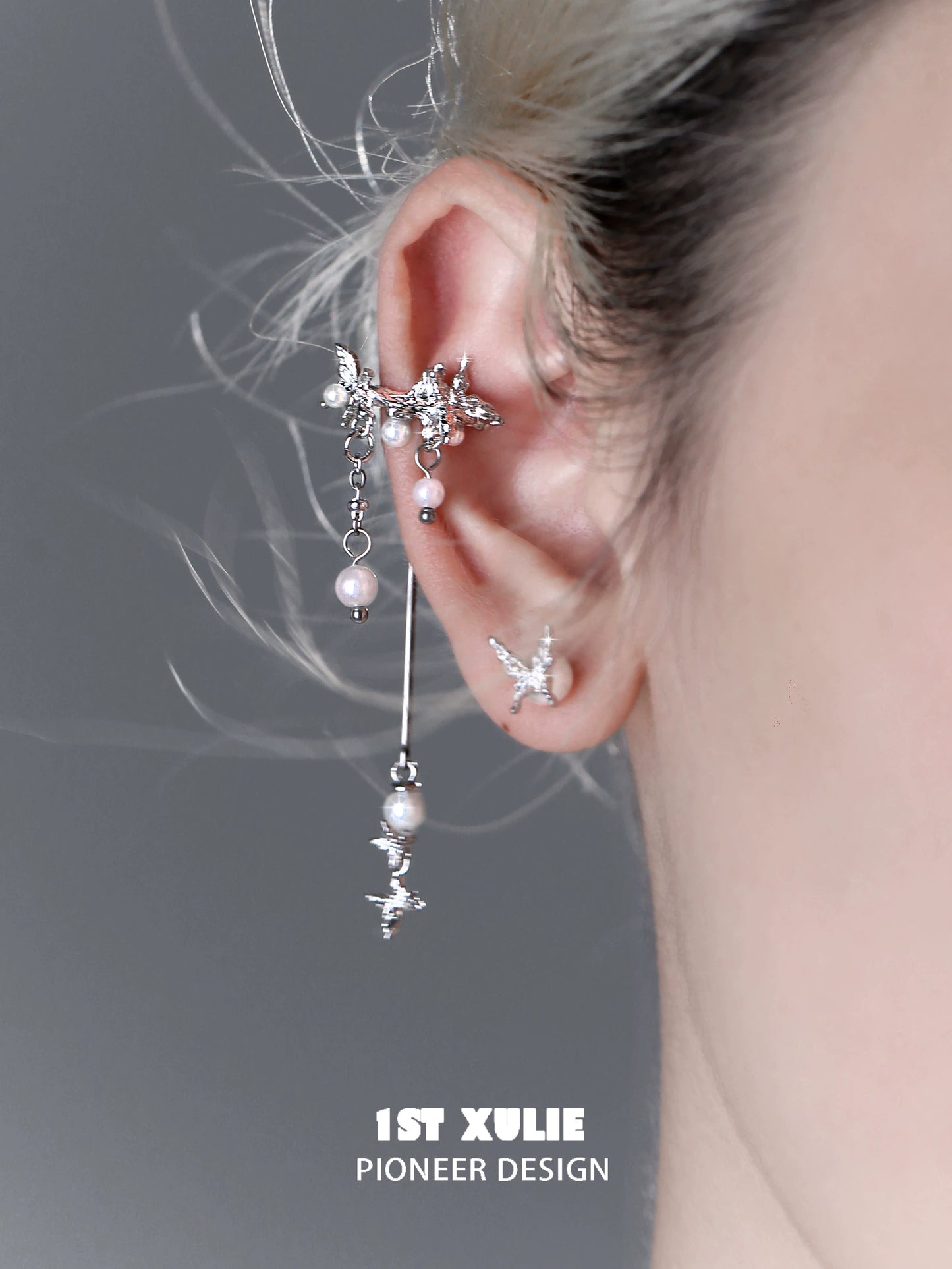 Mystic Butterfly Pendant Ear Clips