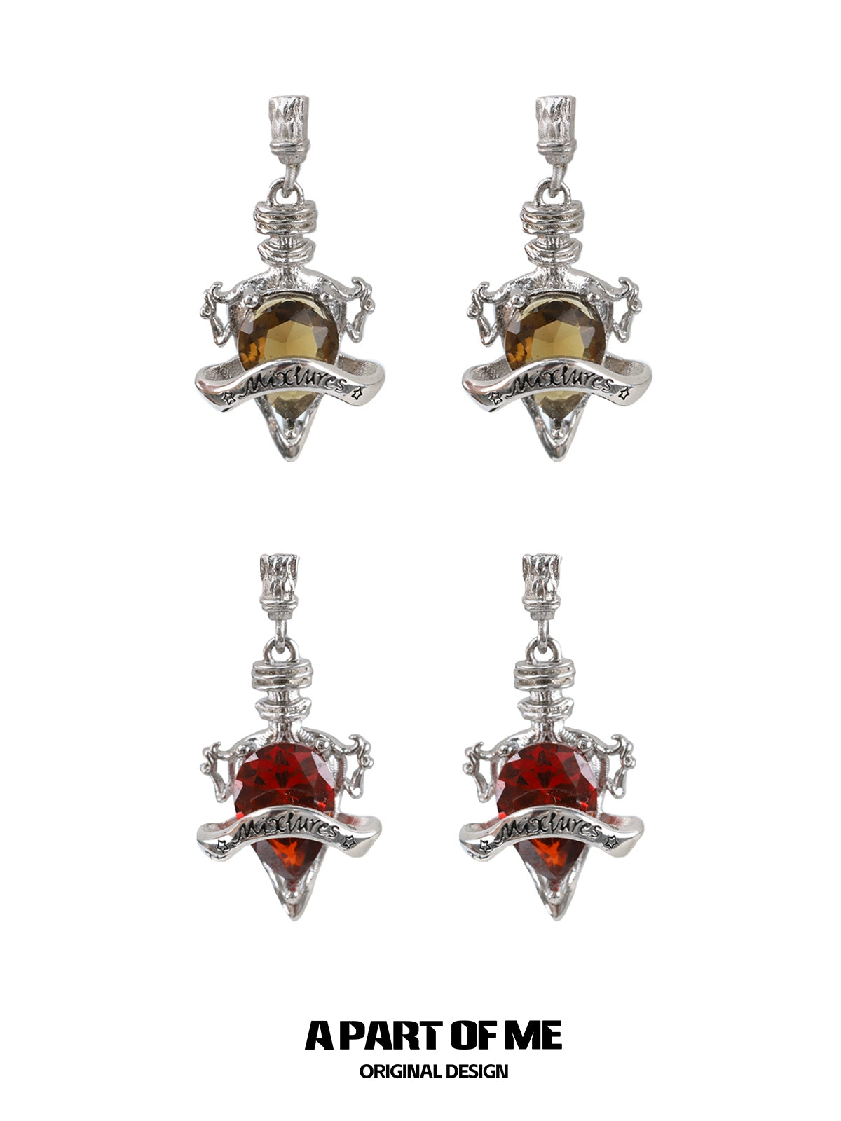 Red Zircon Retro Earrings