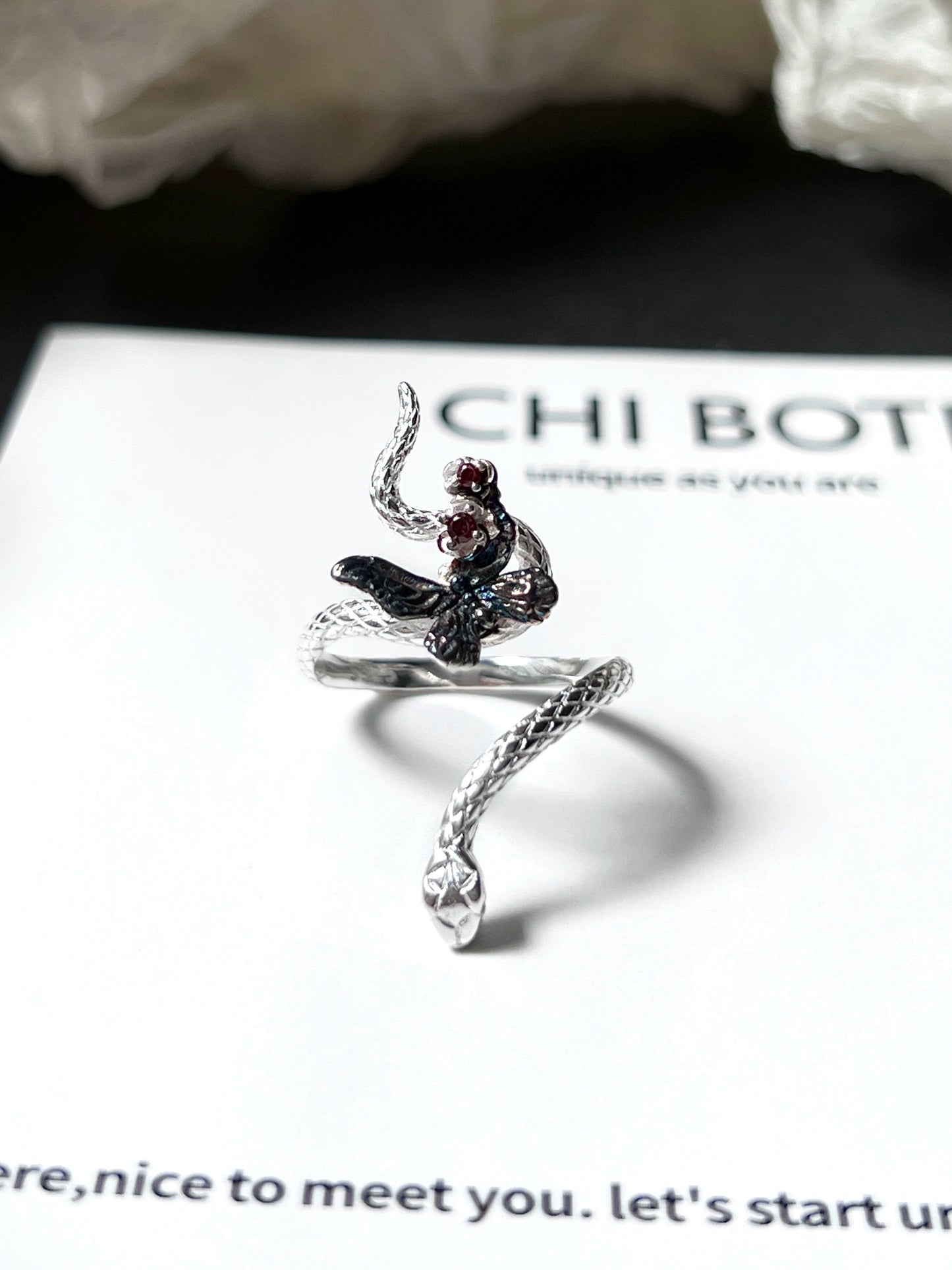 "Illusion Snake" Zircon Ring