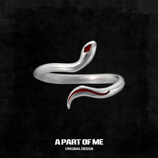 Red Snake Silver Ring