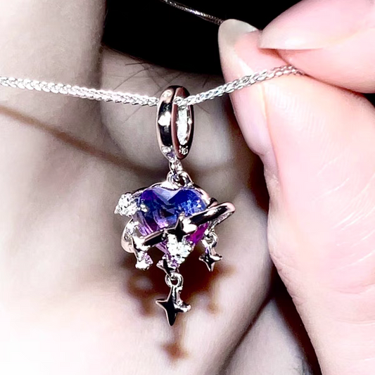 "Night Sea Galaxy" Heart Necklace