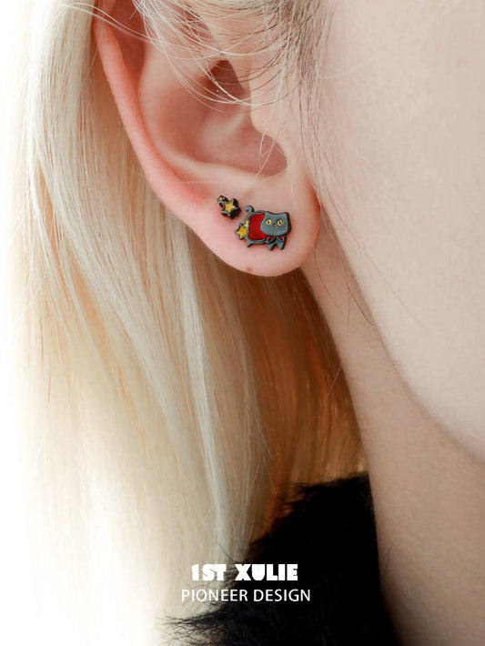 Y2K Lucky Black Cat Money Earrings