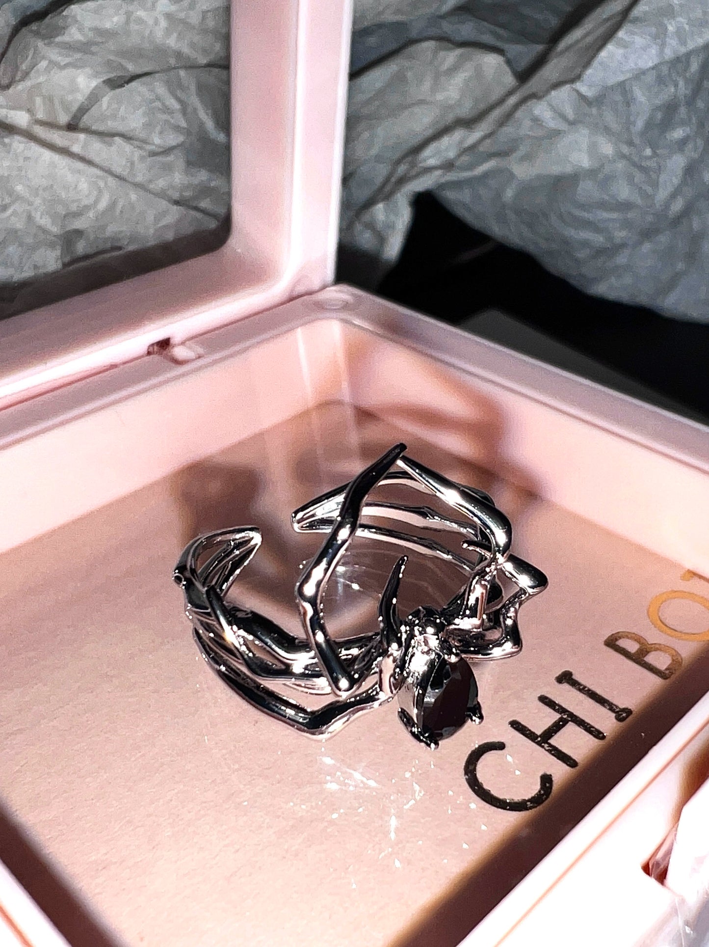 "Dark Spider" Zircon Ring