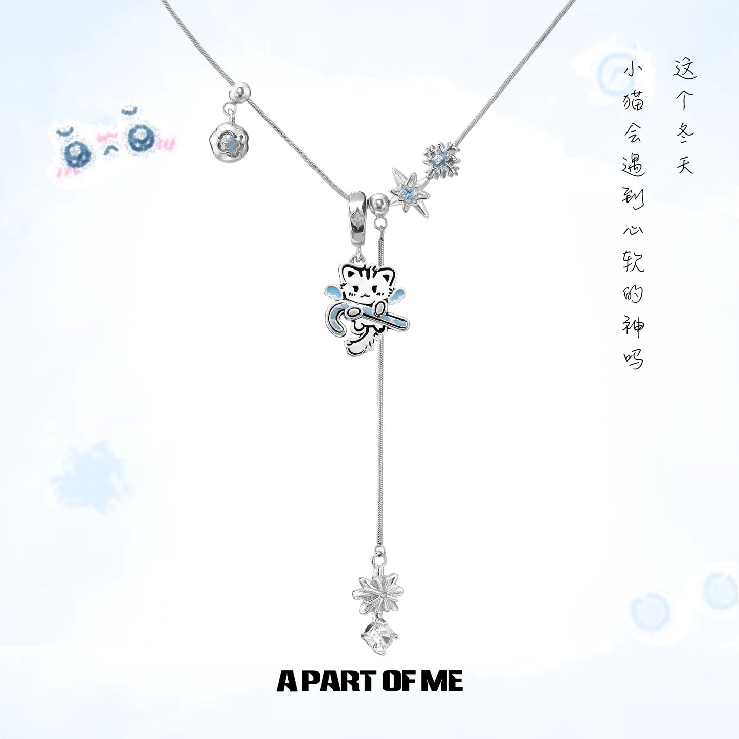 Snowflake Cat Pendant Necklace