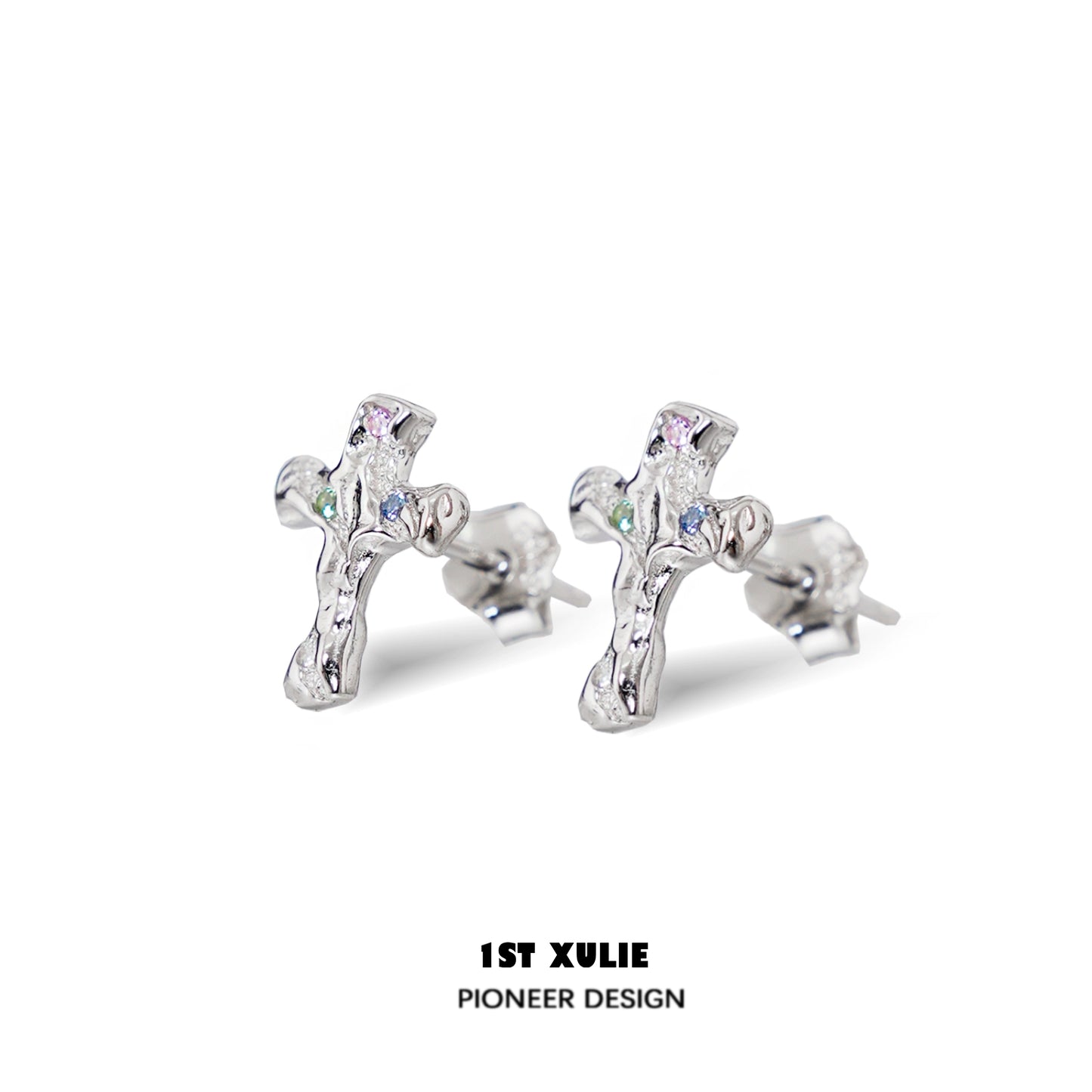 Frozen Cross Zircon Earrings