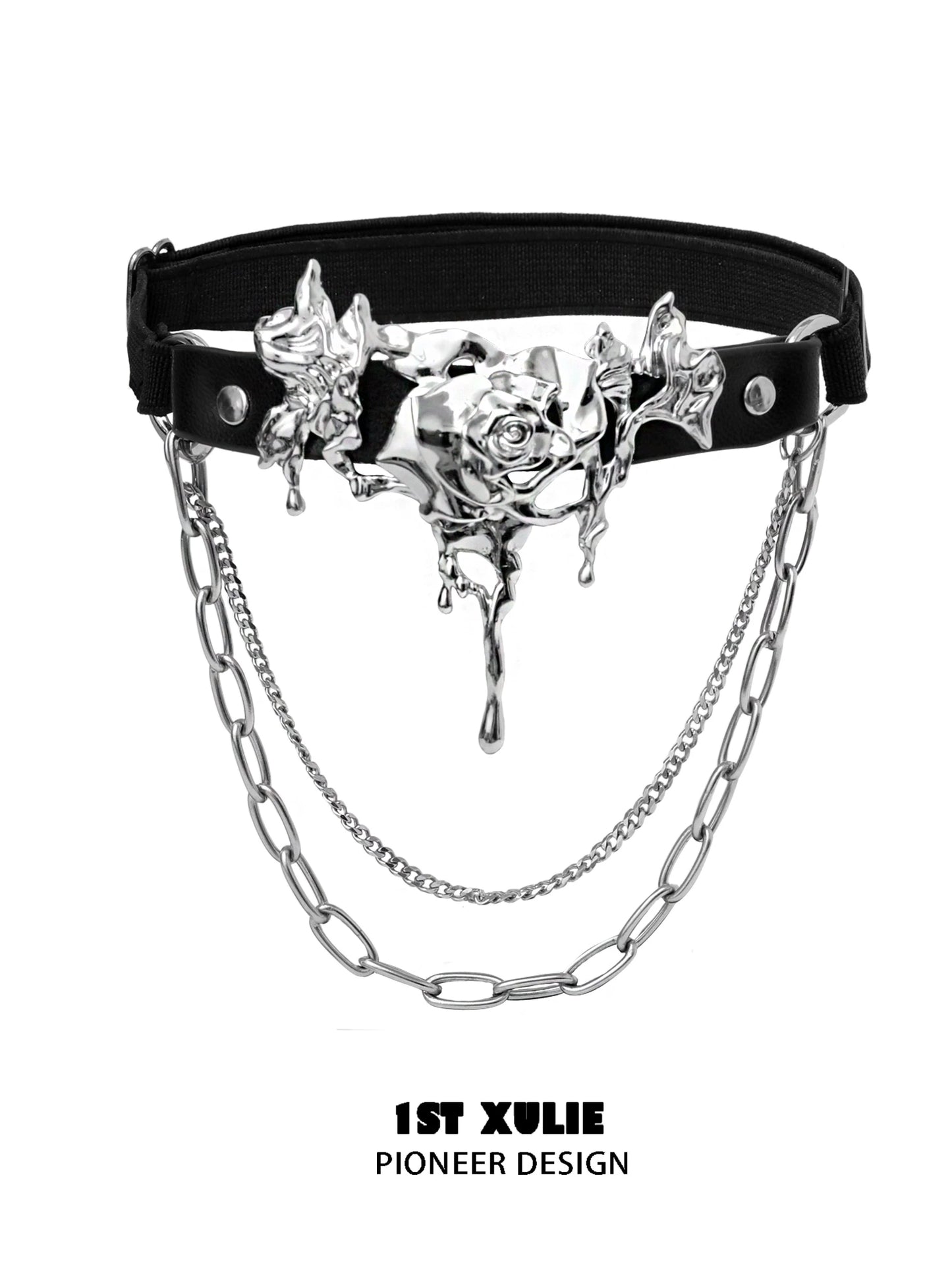Gothic Y2K Dark Cyber Rose Thigh Chain