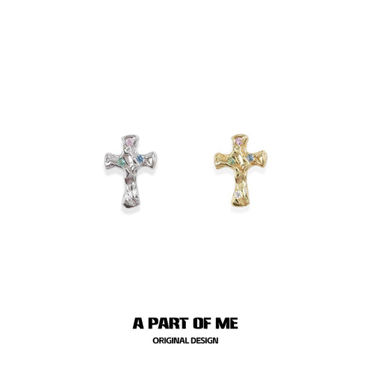 Colored Zircon Cross Earrings