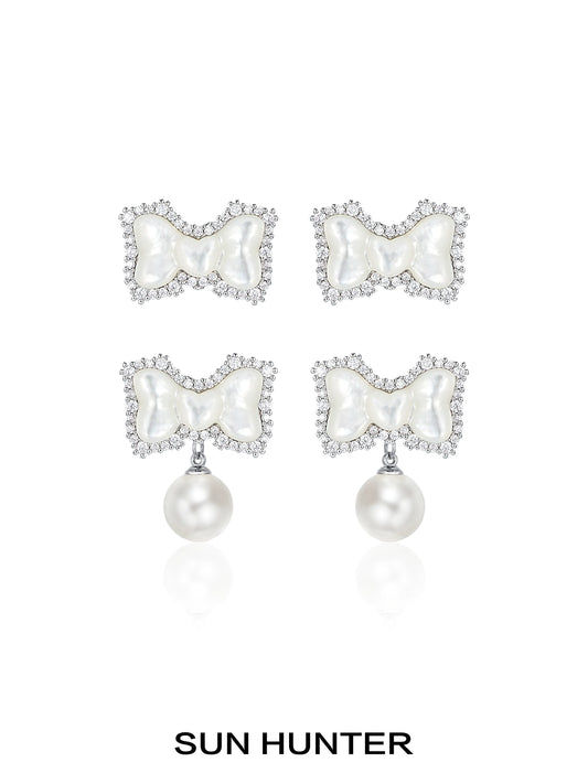 Bow Fritillary Pearl Earrings