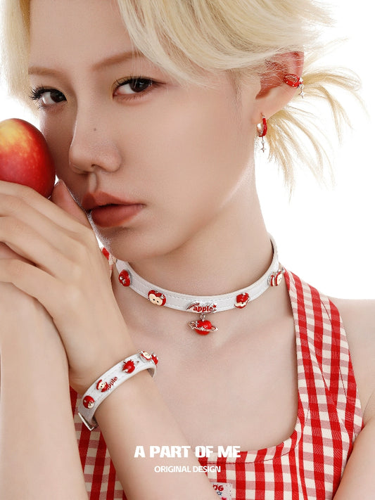 Apple Planet Leather Necklace