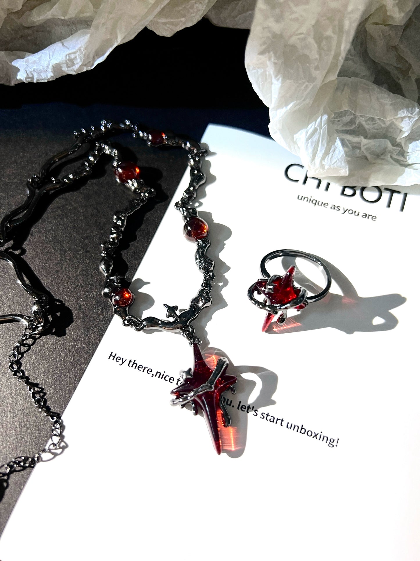 "Sanguine Thorns" Lava Necklace