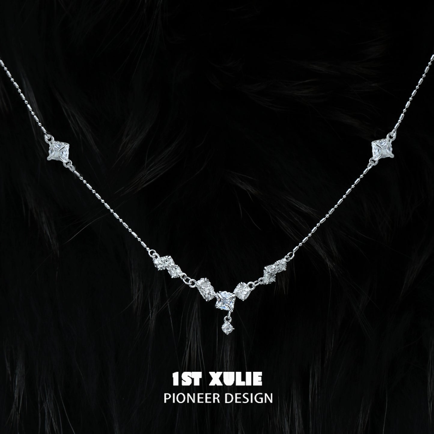 Edgy Irregular Zircon Necklace