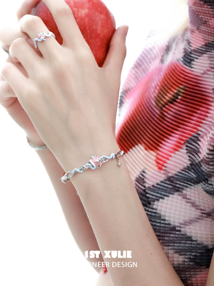 Cute Hungry Snake Apple Bracelet