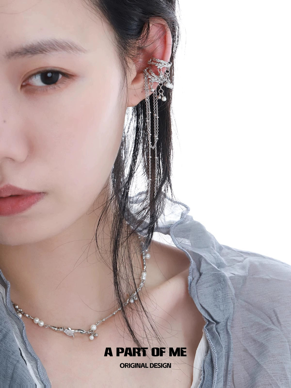 Pearl Fringe Punk Ear Clips