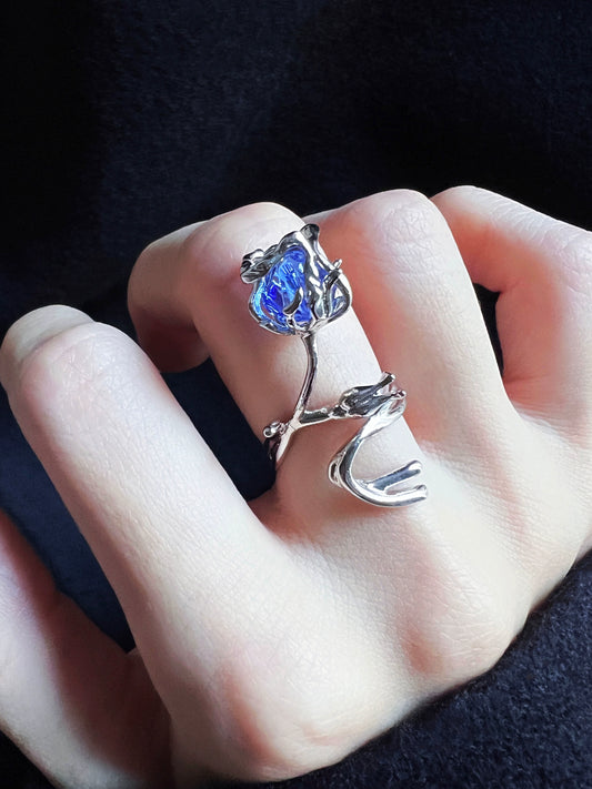 "Miracle Blue Rose" Vine Ring