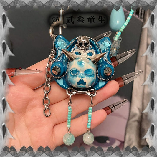 Necklaces-Ersan Tongsheng Original Cat Doll Knot Modeling Blue Spice Girl Sweet Cool Subculture Niche Design Trendy Necklace