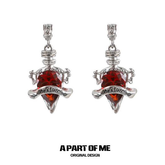 Red Zircon Retro Earrings