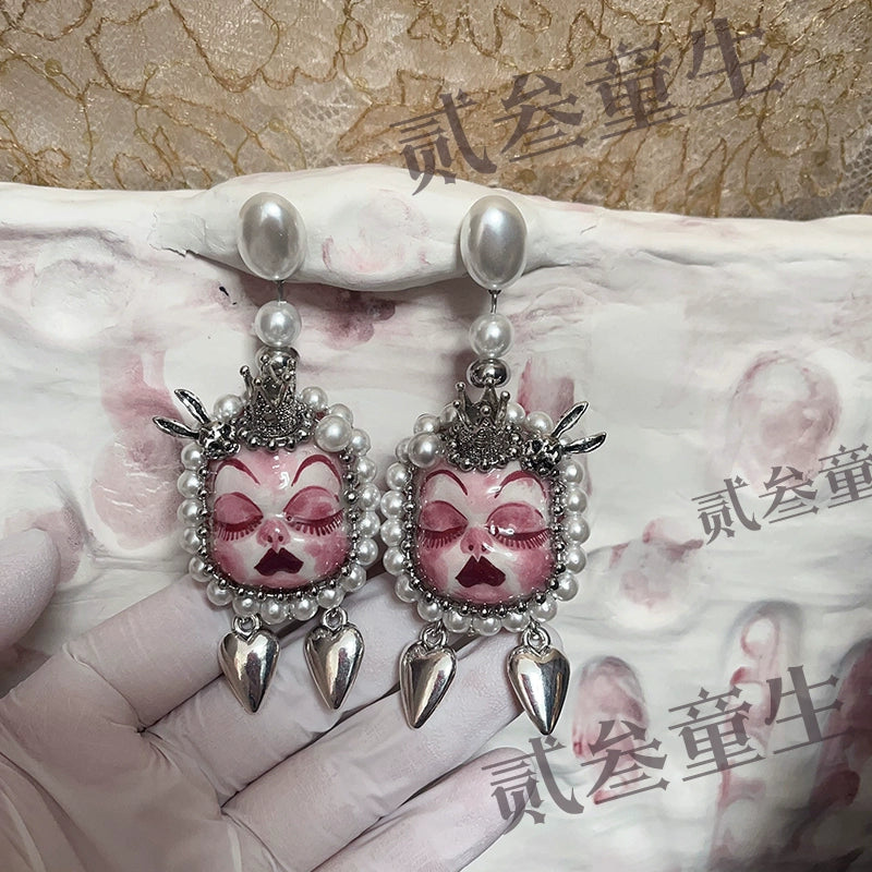 Earrings & Ear Cuffs-Ersan Tongsheng Original Heavy Industry Sweet Cool Niche Earrings Earclips Cute Niche Design Rock Punk Gift Recommendation