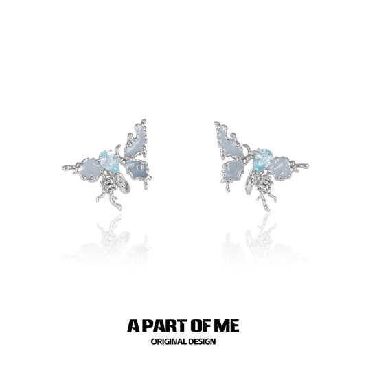 Delicate Blue Butterfly Earrings