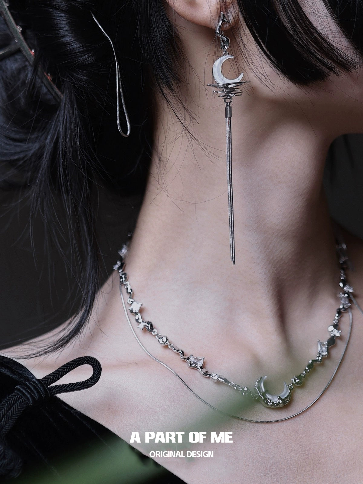 Frosted Moon Fringe Earrings