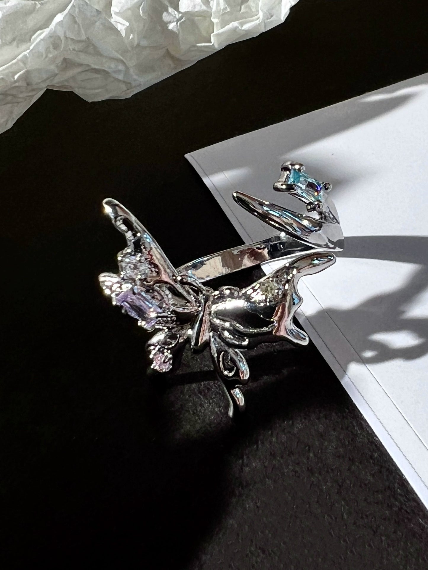"Vortex Butterfly" Zircon Ring