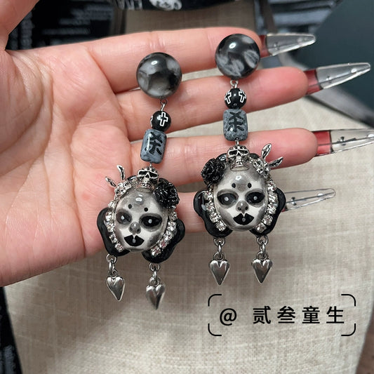 Earrings & Ear Cuffs-Two Three Children's Original Design Diablo Goth 925 Silver Needle Earrings Spice Girls Niche Handmade Cool Temperament Earrings