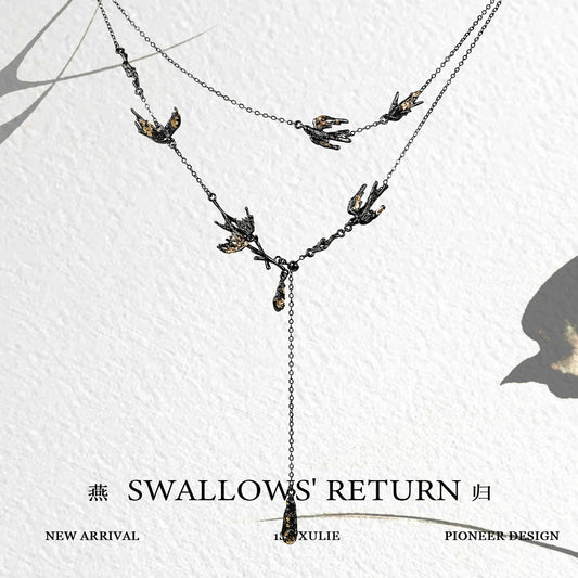 Dark Soaring Swallow Necklace