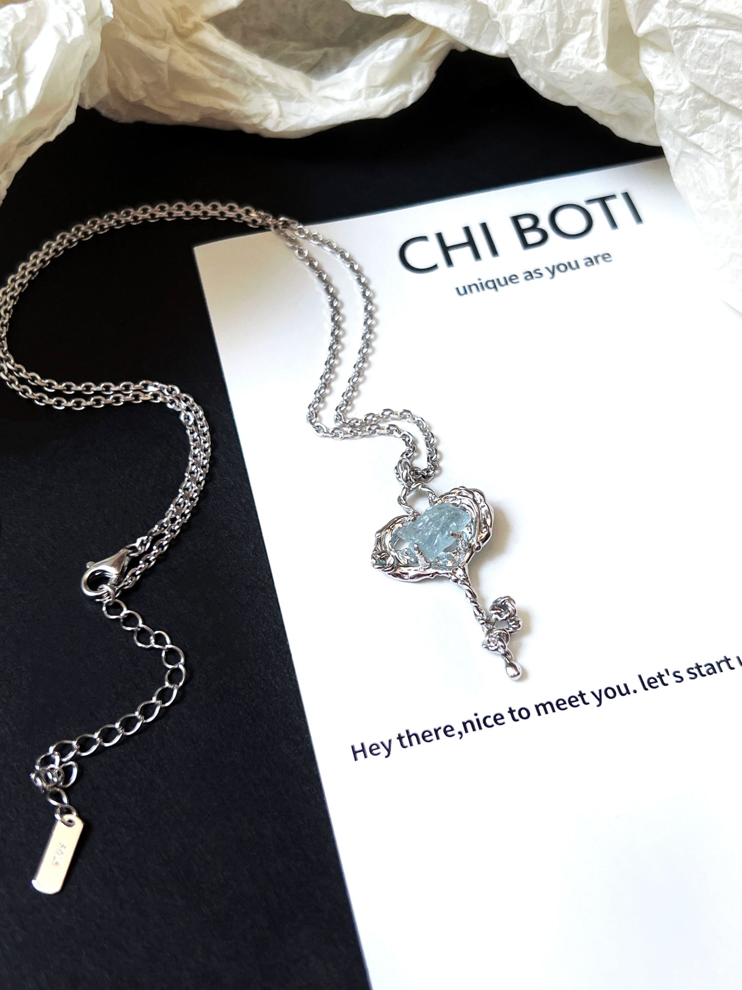 "Sky Blue Key" Aquamarine Necklace