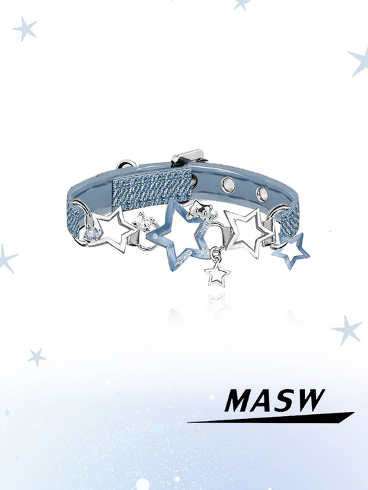 Blue Leather Star Bracelet