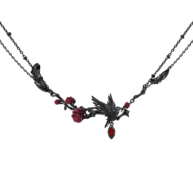 Rose Raven Clavicle Necklace
