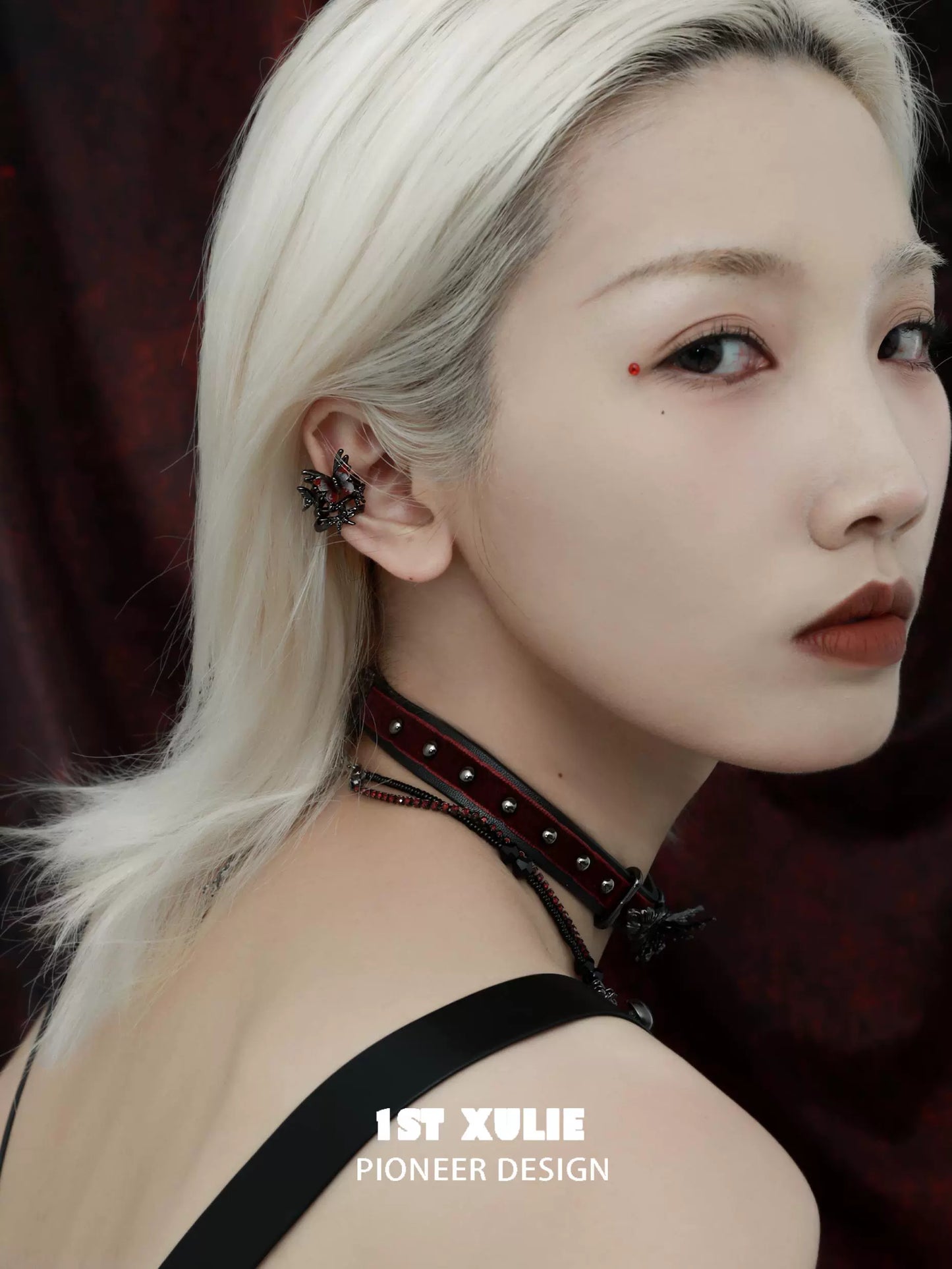 Gothic Dark Blood Butterfly Ear Clip