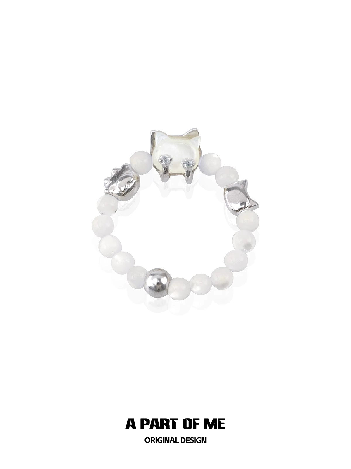 Shell Cat Beaded Ring