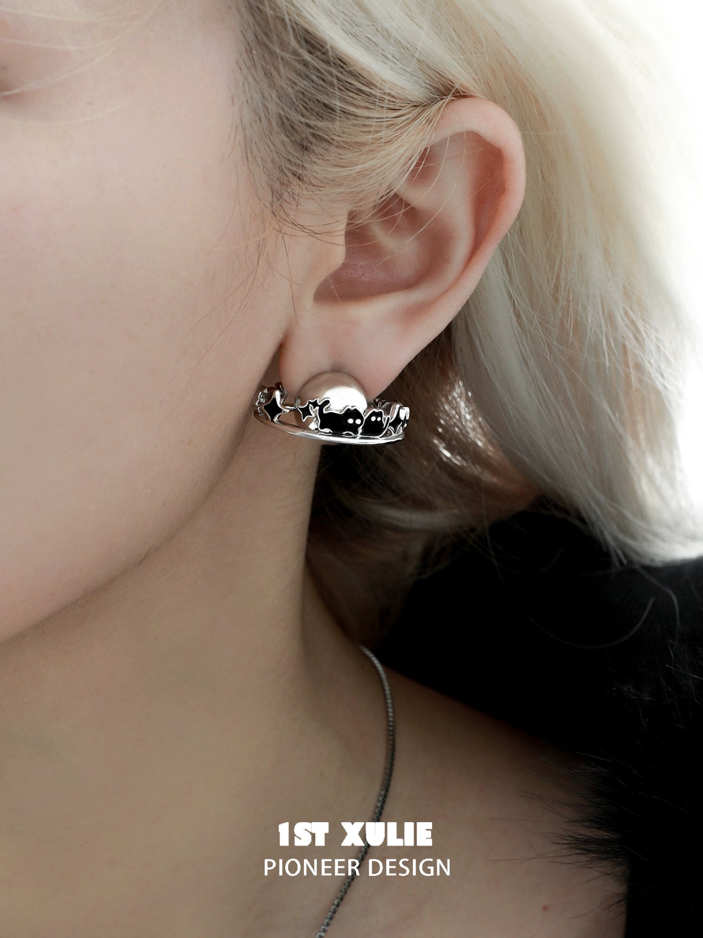 Y2K Black Cat Galactic Earrings