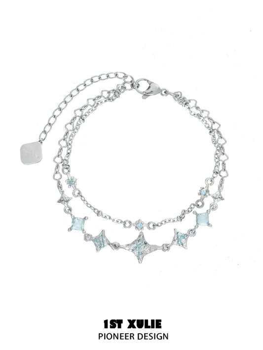 Exquisite Double-Layer Starfish Silver Bracelet