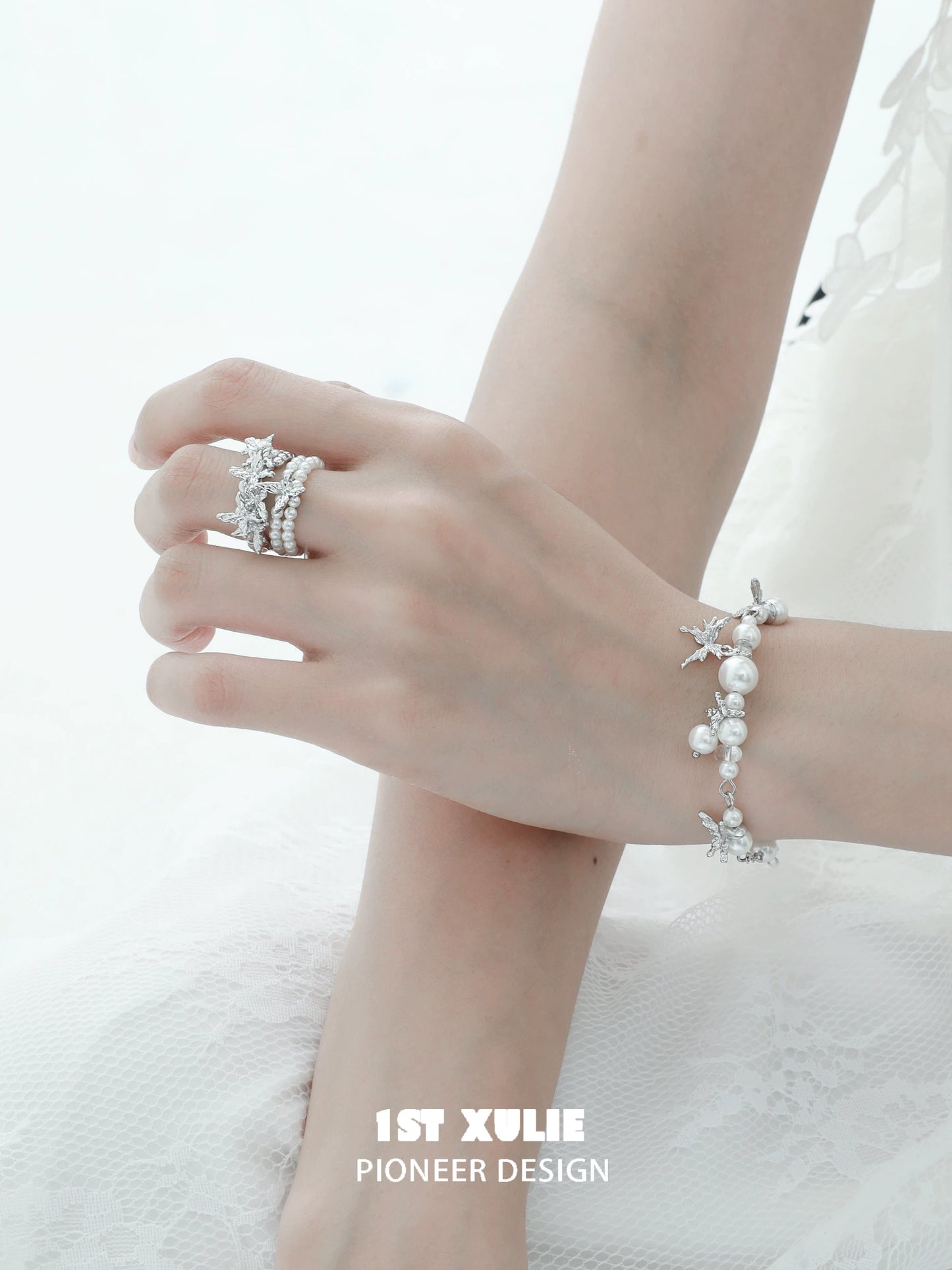 White Butterfly Princess Pearl Bracelet