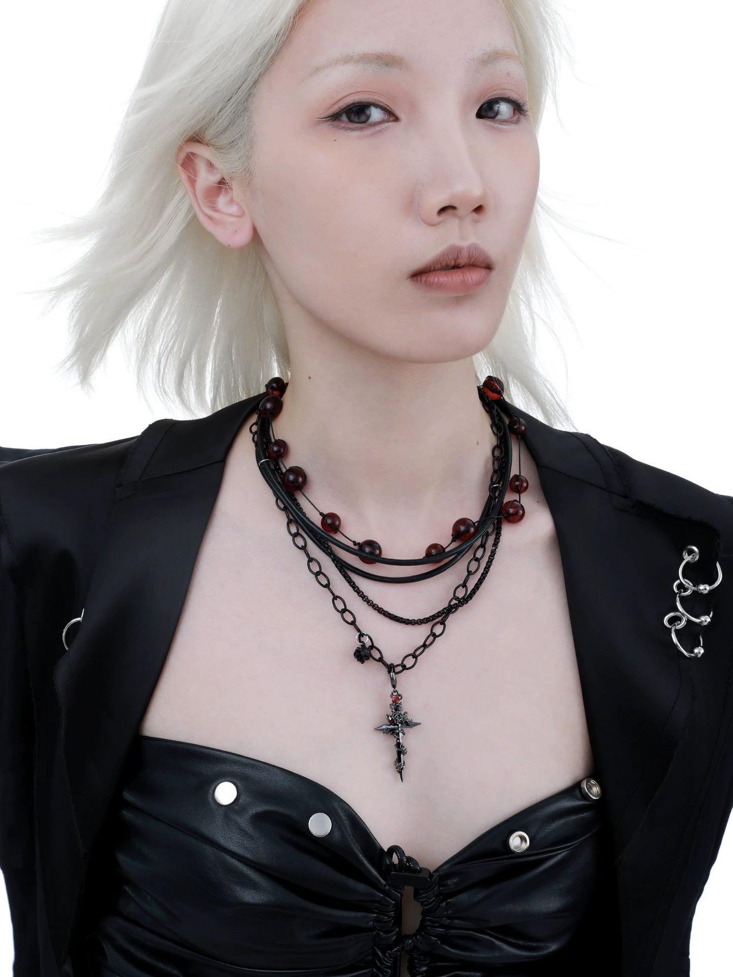 Gothic Dark Cross Double-layer Necklace