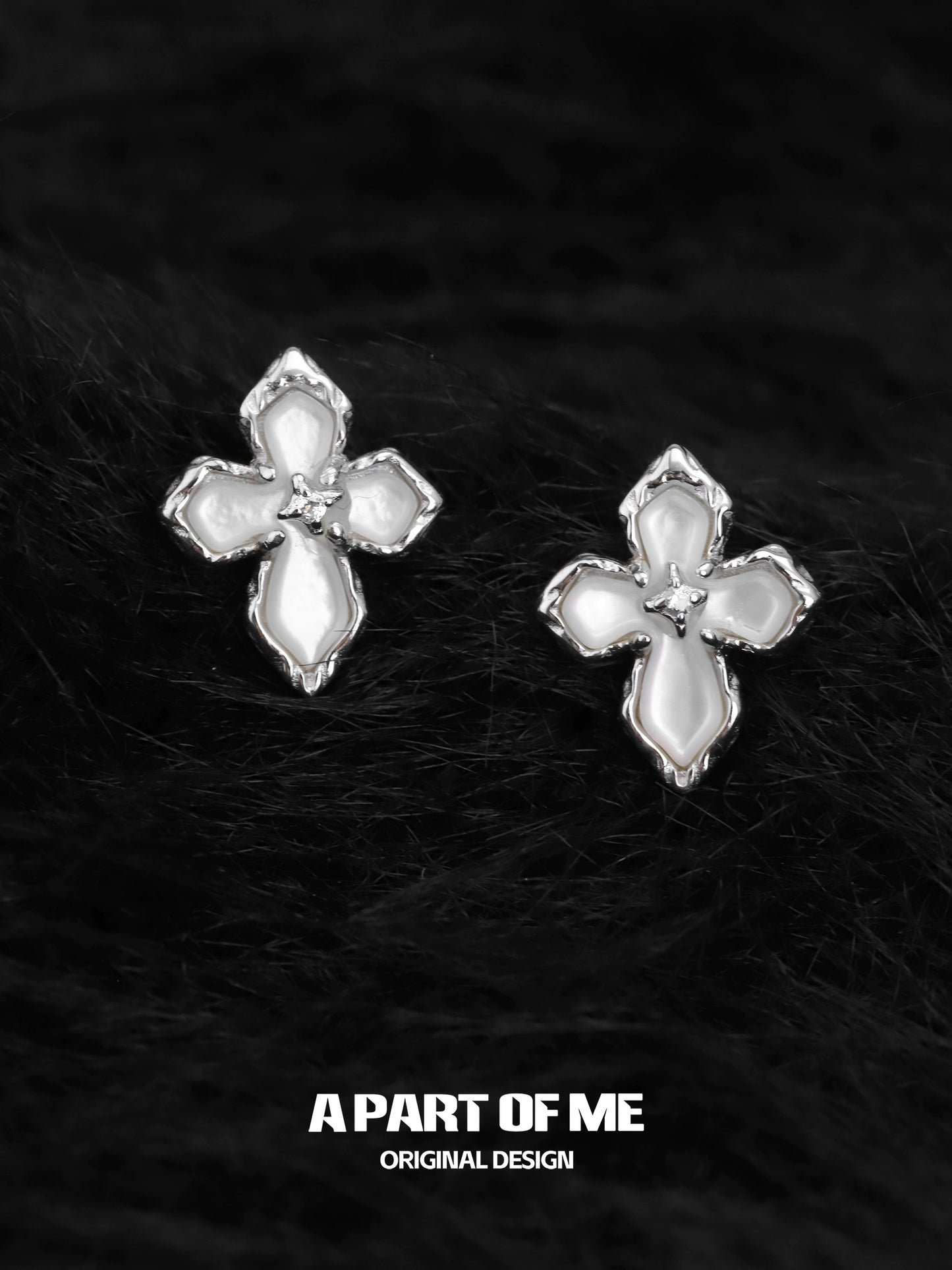 Stigmata Cross Silver Earrings