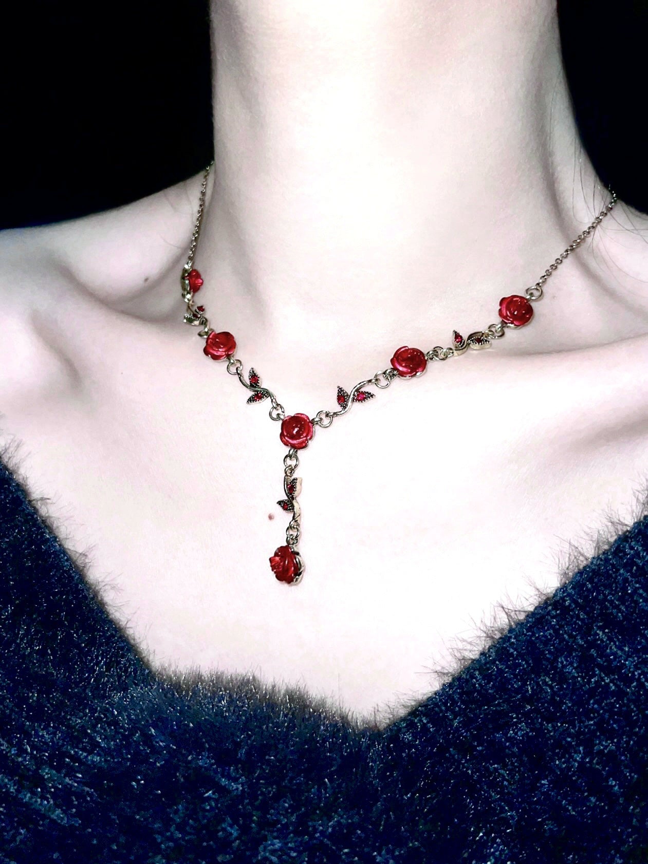 "Dark Night Red Rose" Bracelet
