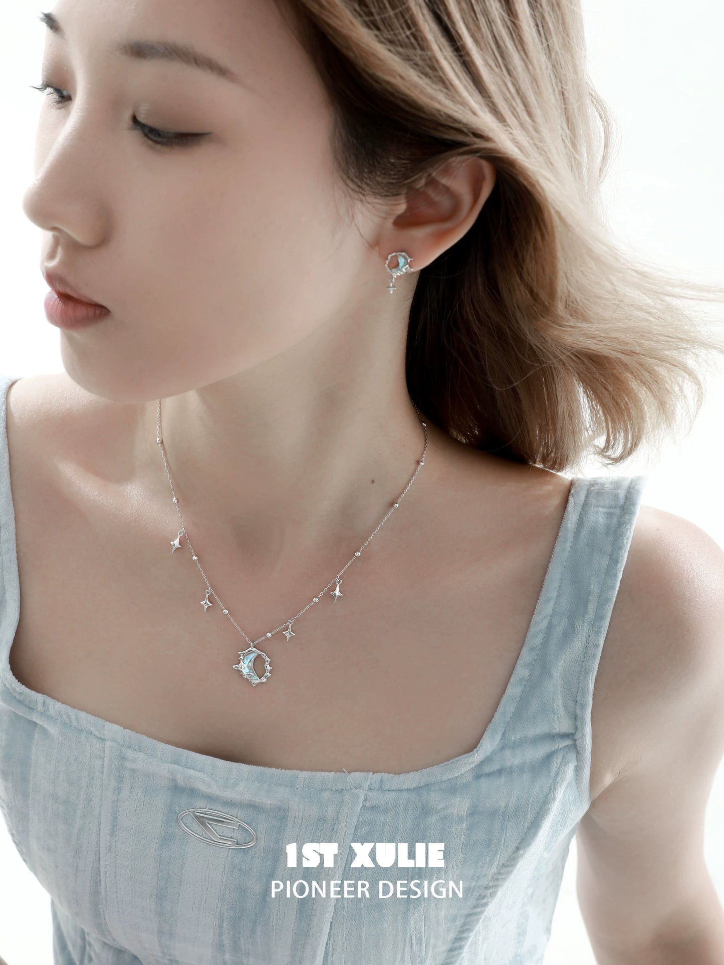 Blue Moonlit Silver Earrings
