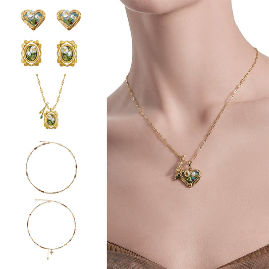 Oil Painting Love Necklace