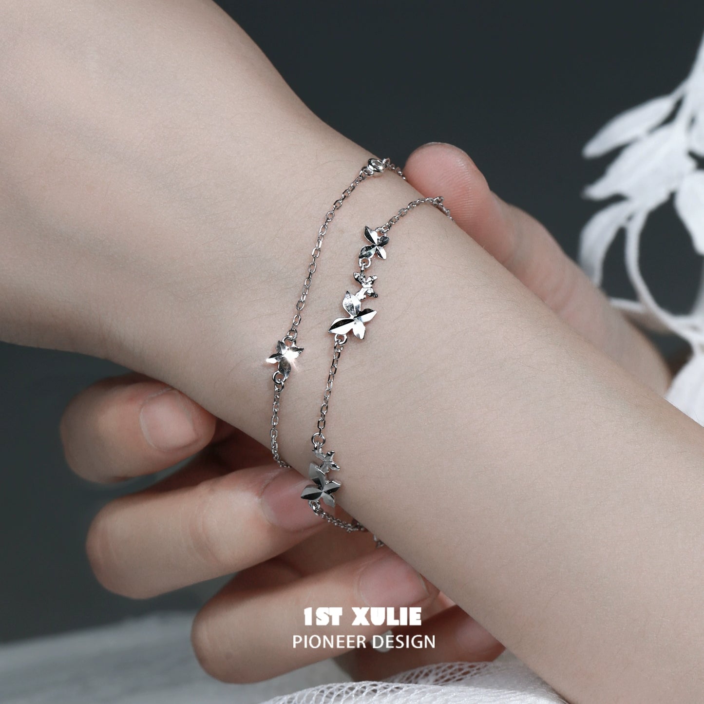 Delicate Butterfly Double Chain Bracelet