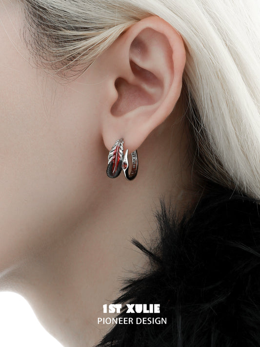 Y2K Enchanted Scarlet Feather Earrings