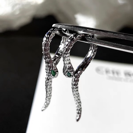 "Green-Eyed Snake" Earrings