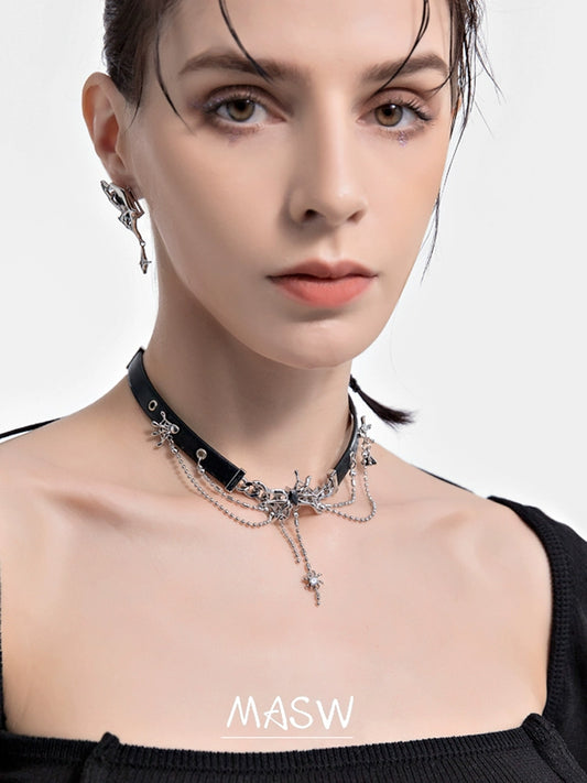 Hip Hop Spider Leather Choker