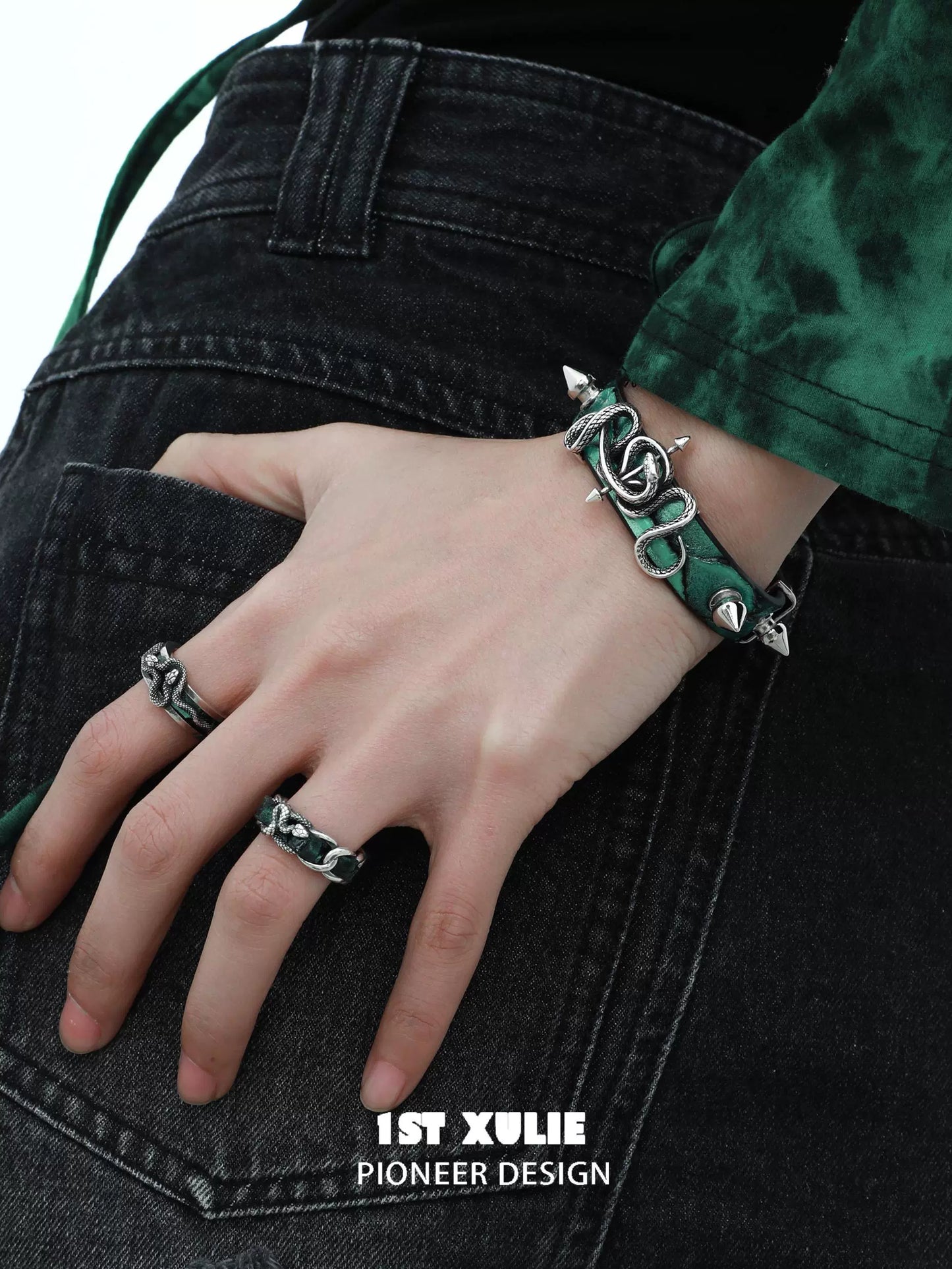 Gothic Dark Venomous Snake Studded Bracelet