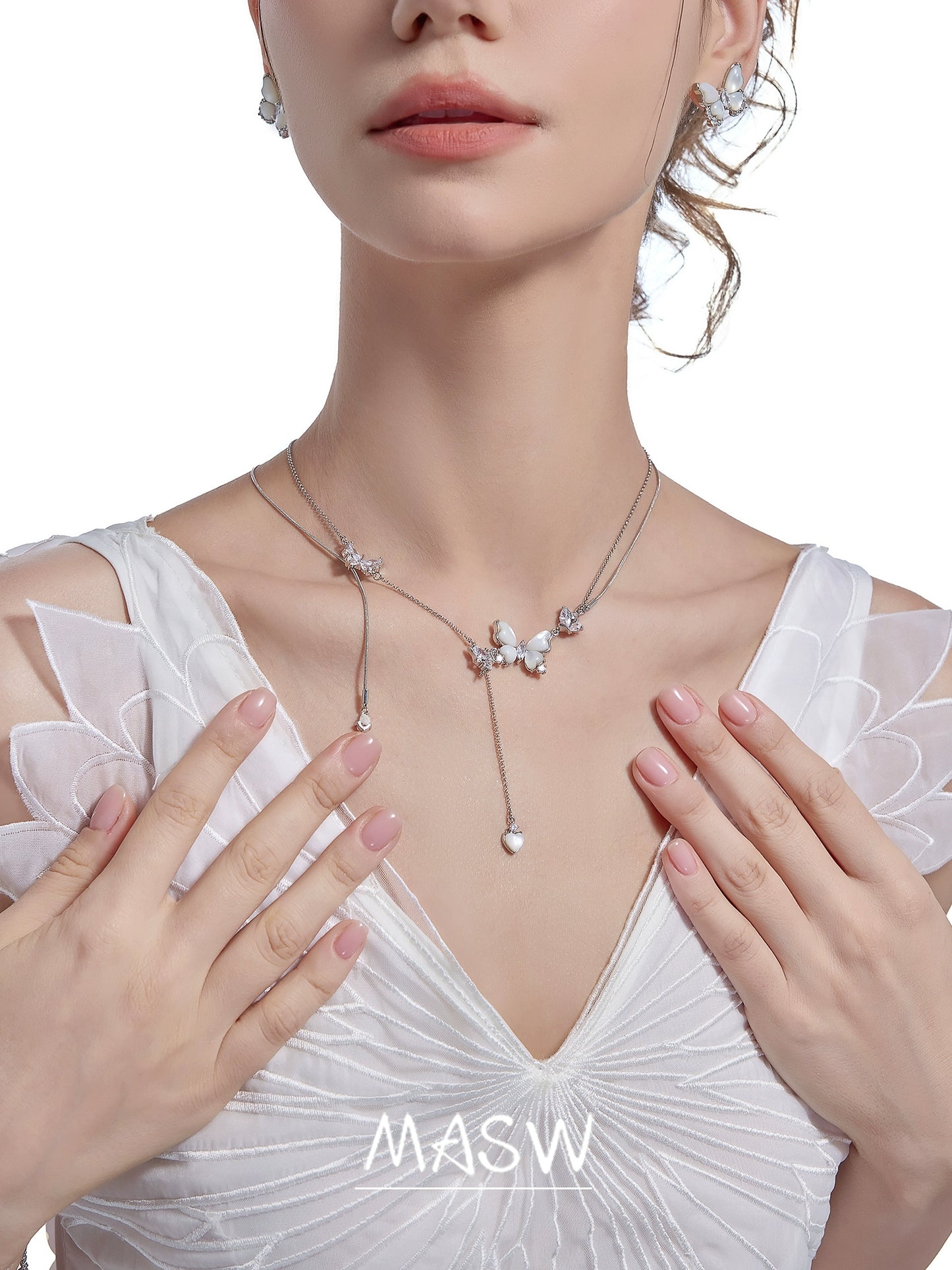 White Fritillary Butterfly Necklace